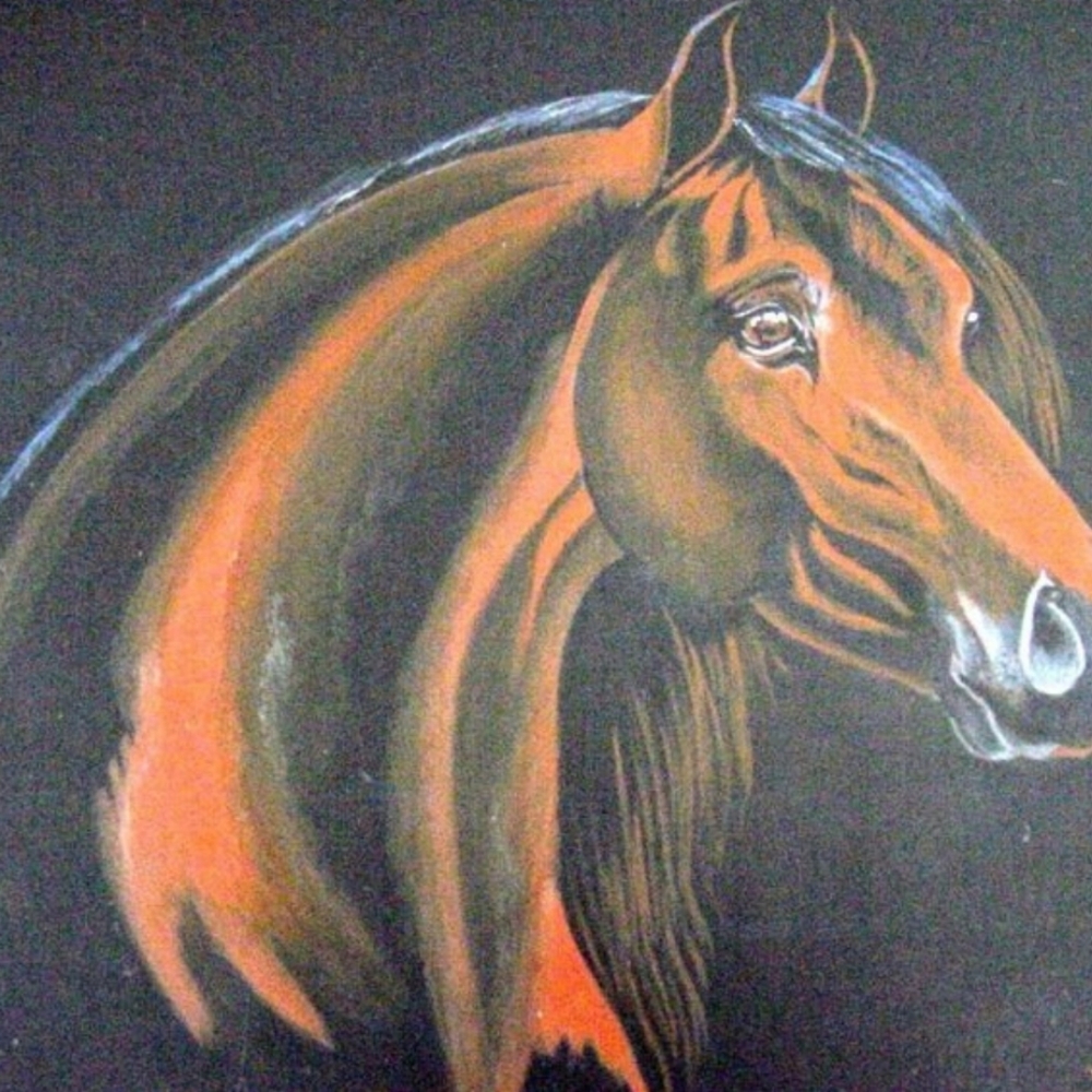 Hand Crafted Painted Horse Tile Stallion Wall Art Essential Home Decor Easel